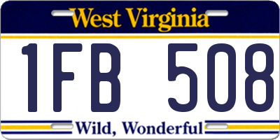 WV license plate 1FB508