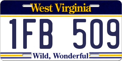 WV license plate 1FB509