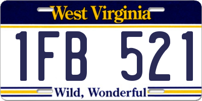 WV license plate 1FB521