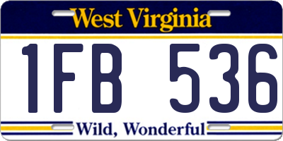 WV license plate 1FB536