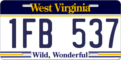 WV license plate 1FB537