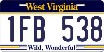 WV license plate 1FB538