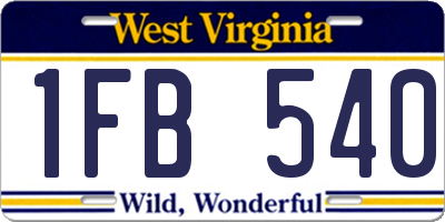 WV license plate 1FB540