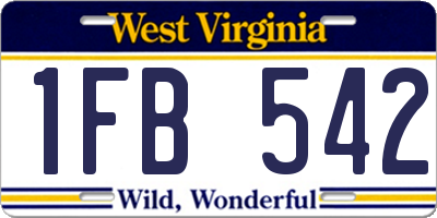 WV license plate 1FB542
