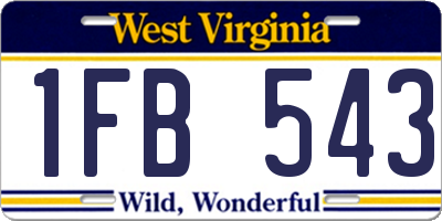 WV license plate 1FB543