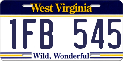 WV license plate 1FB545