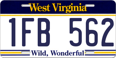 WV license plate 1FB562