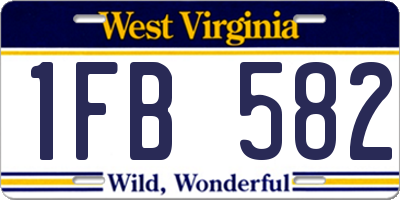 WV license plate 1FB582