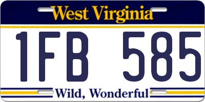 WV license plate 1FB585