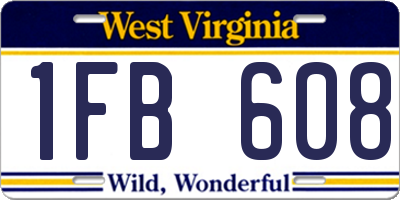 WV license plate 1FB608