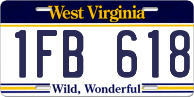 WV license plate 1FB618