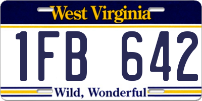 WV license plate 1FB642