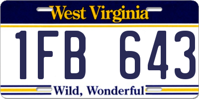WV license plate 1FB643