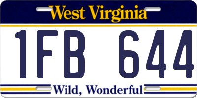 WV license plate 1FB644