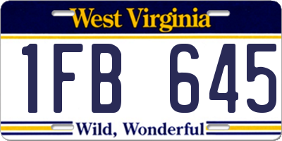 WV license plate 1FB645