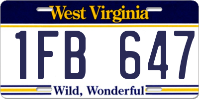 WV license plate 1FB647