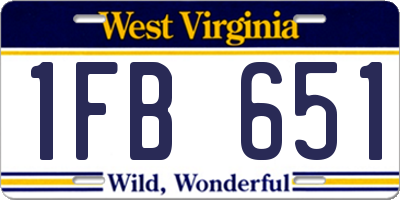WV license plate 1FB651