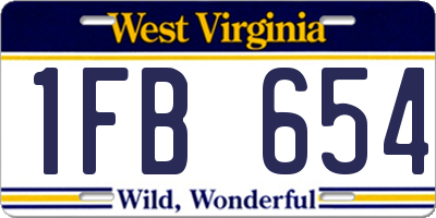 WV license plate 1FB654