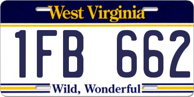 WV license plate 1FB662