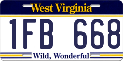 WV license plate 1FB668