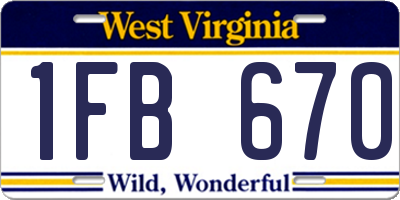WV license plate 1FB670