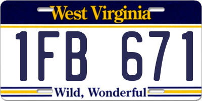 WV license plate 1FB671