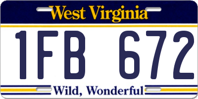 WV license plate 1FB672