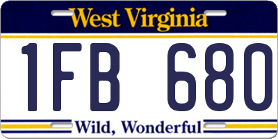 WV license plate 1FB680