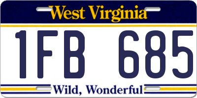 WV license plate 1FB685