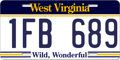 WV license plate 1FB689