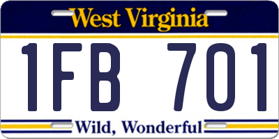 WV license plate 1FB701