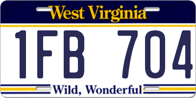 WV license plate 1FB704