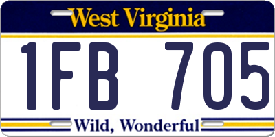 WV license plate 1FB705