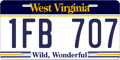 WV license plate 1FB707