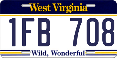 WV license plate 1FB708