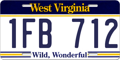 WV license plate 1FB712