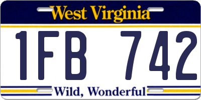 WV license plate 1FB742