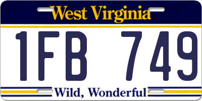 WV license plate 1FB749