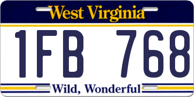 WV license plate 1FB768