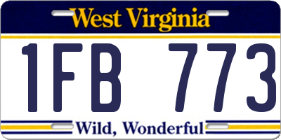 WV license plate 1FB773