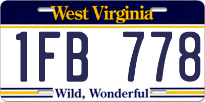 WV license plate 1FB778