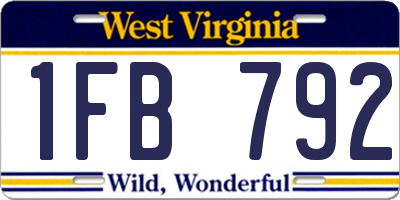 WV license plate 1FB792