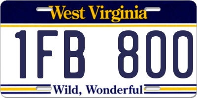 WV license plate 1FB800