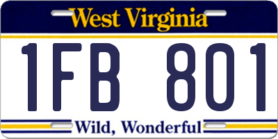 WV license plate 1FB801