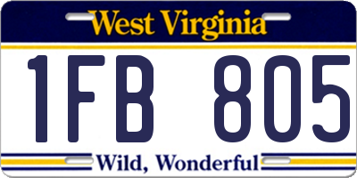WV license plate 1FB805