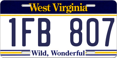 WV license plate 1FB807
