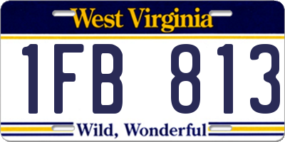 WV license plate 1FB813
