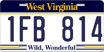 WV license plate 1FB814
