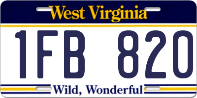 WV license plate 1FB820