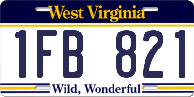 WV license plate 1FB821